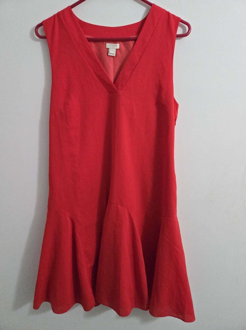 J. Crew Sleeveless red dress.